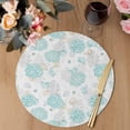 thumbnail image 3 of Turquoise Coastal Round 15 Inch Placemats Set of 6, Summer Beach Ocean Coral Conch Shell HeatResistant Non Slip Place Mats for Dining Table, Wipeable Braided Kitchen Table Mats for Housewarming, 3 of 9