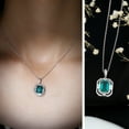 thumbnail image 3 of Rosec Jewels Vintage Inspired Lab Grown Emerald Pendant with Moissanite for Women - AAAA Grade, 925 Sterling Silver, 3 of 8