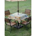 thumbnail image 4 of Outdoor Tablecloth with Umbrella Hole for Patio/Picnic/Party/Camping, Summer Ocean Waterproof Table Cloth Square Cover Washable, Blue Coastal Beach Starfish Shells Couch Beige (60"x 60"), 4 of 8