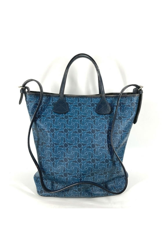 Pre-Owned CELINE Old Tote Bag 2WAY Bag Crossbody Shoulder Bag blue Navy (Fair)