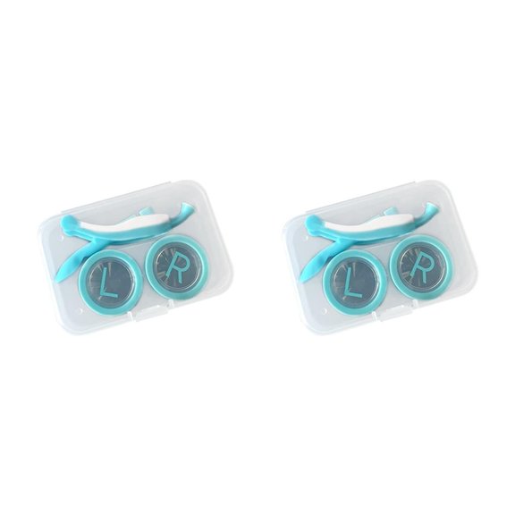 Bearachild Estuche para lentes de contacto Caja de soporte de almacenamiento Contenedor a prueba de fugas con pinzas Azul 2piezas Bearachild CBP192601