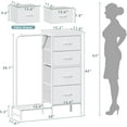 thumbnail image 5 of Dresser with Hanging Rack, 4 Drawers Small Dresser for Bedroom, Reversible Fabric Kids Chest of Drawers for Closet with Clothes Rack, Tall Storage Tower, Sturdy Frame, White, 44''H, 5 of 18