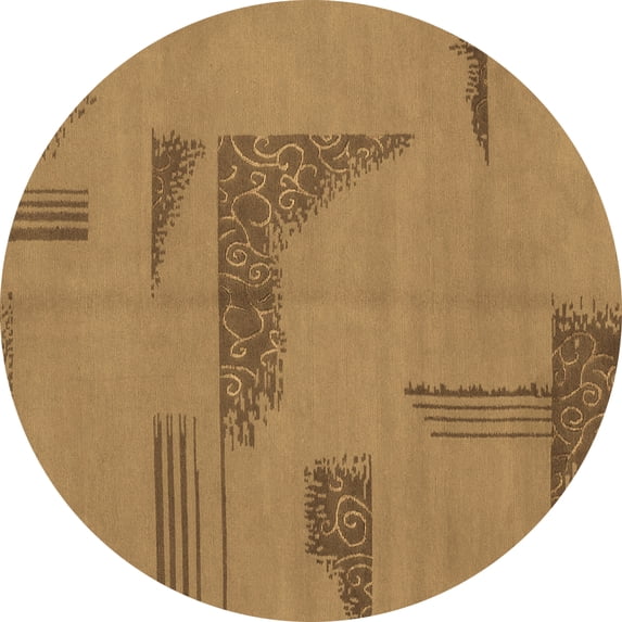 Ahgly Company Indoor Round Abstract Brown Modern Area Rugs, 7' Round