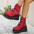 thumbnail image 4 of Tawop Women Boots Ankle Thick Sole Lace Up Round Toe Winter Boots Combat, 4 of 9