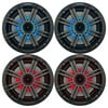 2 Pairs (QTY 4) of Kicker 8" OEM Marine Coaxial Charcoal Speakers with MultiColor LED Lighting (Bulk Packaging)