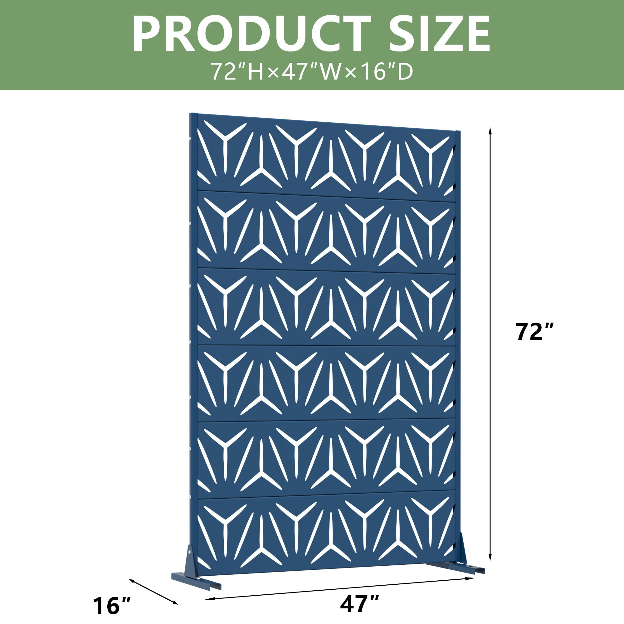 MAYEERTY 6 Panels Metal Outdoor Garden Privacy Screen Patio Backyard Decorative Privacy Fence Divider, 72×47.2×15.7in