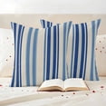thumbnail image 3 of Blue Striped Outdoor Waterproof Pillow Covers, Farmhouse Modern Stripes Decorative Square Throw Pillowcase Sofa Cushion Sham for Patio/Couch/Chair, 26"x26" 2 Pack, 3 of 8