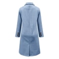 thumbnail image 4 of Women's 2025 Bohemian Style Double Breasted Wool Blend Coat,Mid-Length Trench Coat with Lapel Collar, Slim Fit Overcoat,Elegant Fall Winter Outerwear,Classic Solid Color (Belt Not Include) Light Blue, 4 of 6