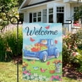 thumbnail image 3 of Northlight Welcome Blue Pickup Truck with Spring Flowers Outdoor Garden Flag 12.5" x 18", 3 of 6