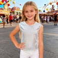 thumbnail image 2 of Afdoent Girls Sequin Applique Sleeveless Tank Top Party Performance Shiny Glitter Casual Tee For Toddler Youth Child 160, 2 of 6