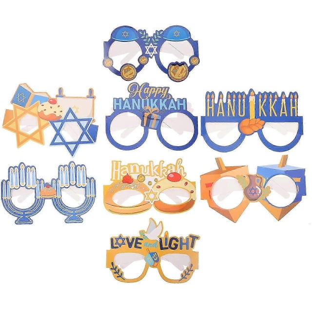 Holiday Glasses Decorations Happy Hanukkah Eyeglasses Props Chic Design Bright Colors Photo Taking 8Pcs