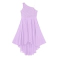 thumbnail image 3 of Yartina Kids Girls One Shoulder Formal Dress A-Line Sleeveless High Low Chiffon Wedding Party Gowns Lavender 6, 3 of 6