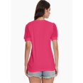 thumbnail image 6 of Women's V-Neck Cropped T-Shirt - Swiss Dot Puff Sleeve Casual Top - Loose Fit Summer Basic Tee, 6 of 6