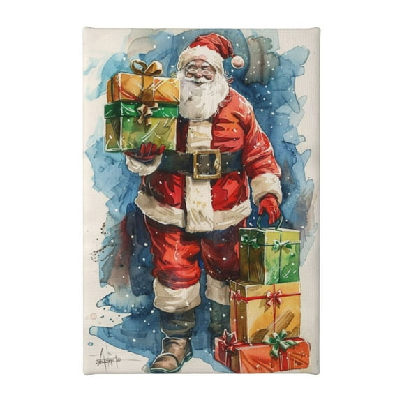 8x12 inch Santa Claus Gives Gifts Oil Paintings On Canvas,Enchanting Festival Decoration,Bathroom,Studio,Lounge Wall Decor Canvas Pictures,Modern Style Santa Claus Canvas Decoration Posters