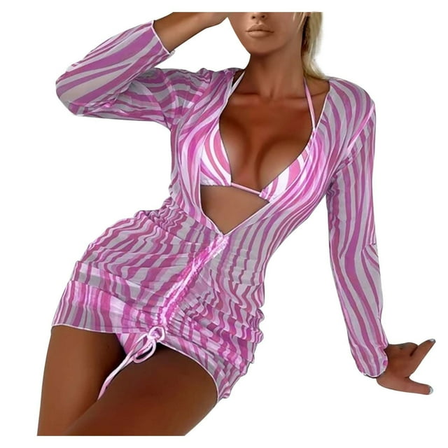 Bikini sólido con correa para mujer, Bikini con escote en V profundo, conjunto de traje de baño dividido cómodo, traje de baño de tres piezas OAVQHLG3B Store lin121212