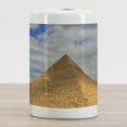 thumbnail image 2 of Egyptian Print Ceramic Toothbrush Holder, Top of Pyramid Photo with Fluffy Cloudy Soft Sky, Decorative Versatile Countertop for Bathroom, 4.5" X 2.7", Caramel Pale Orange, 2 of 4