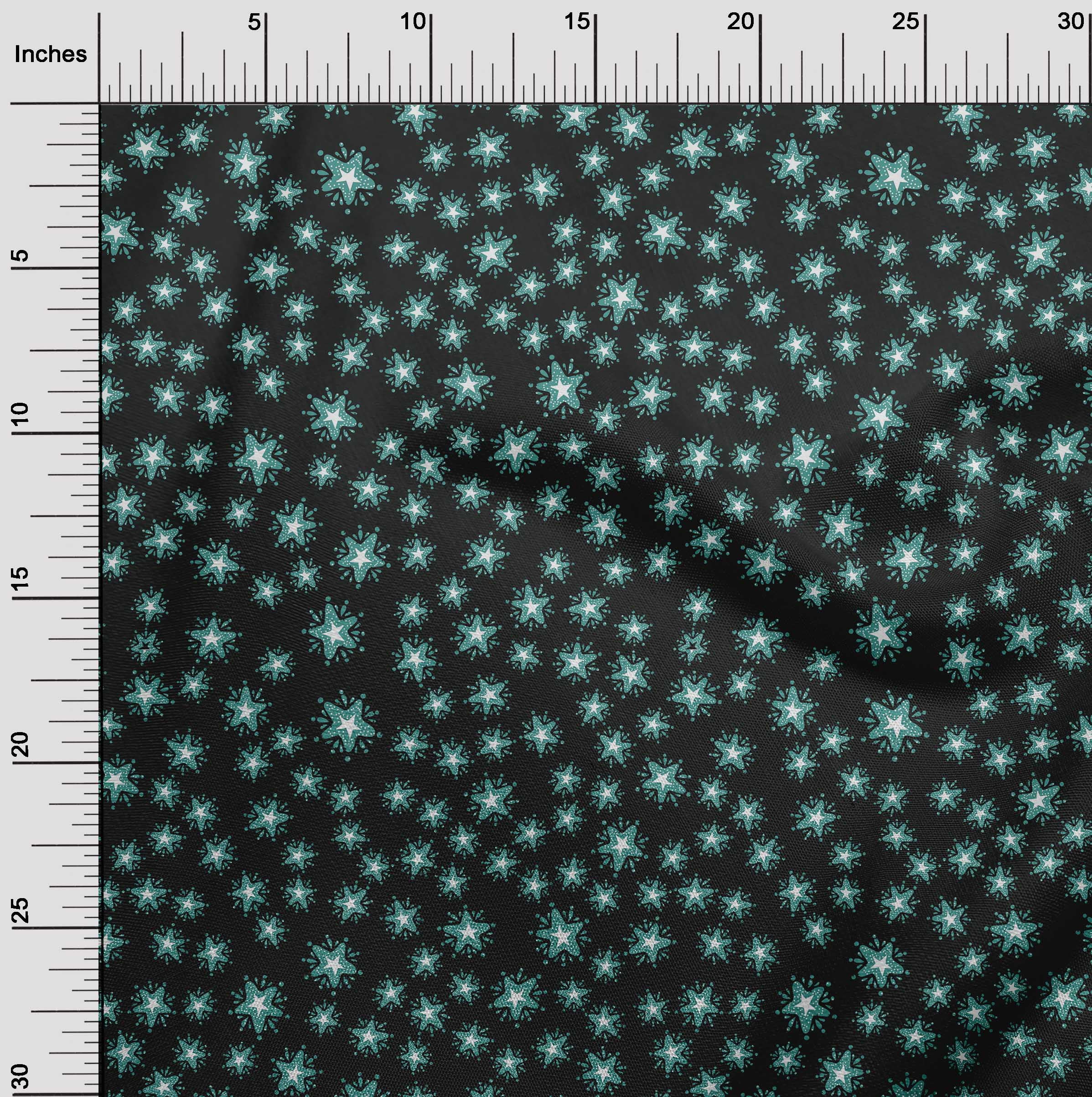 oneOone Cotton Jersey Black Fabric Star Christmas Sewing Material Print Fabric By The Yard 58 Inch Wide