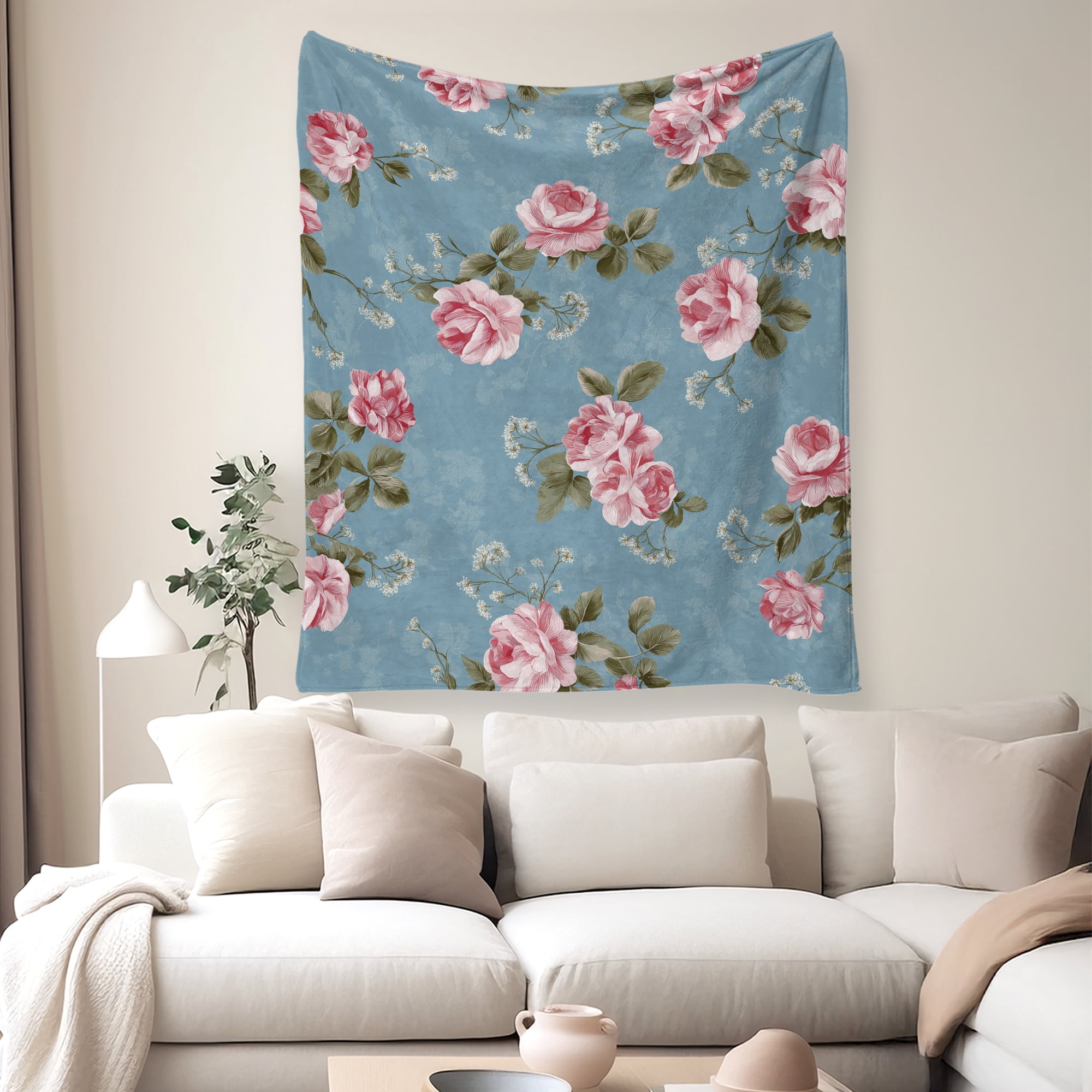 Flannel Fleece Throw Blanket, Soft Large Throw Blanket, Lightweight Cozy Plush Throw Blanket Fit Sofa Bed, 40"x50", Florals