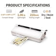 thumbnail image 5 of STARBIAO Vacuum Sealer Machine for Food, 95KPa One-Touch Food Vacuum Sealer with Dry & Moist Modes, Compact Vacuum Sealer Includes 30 Bags for Meal Prep, Leftovers & Freezer Storage, 5 of 11