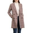 thumbnail image 6 of MODA NOVA Juniors Notched Lapel Long Sleeves Double Breasted Plaid Blazer, 6 of 7