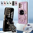thumbnail image 2 of A 52s 53 Astronaut Holder Luxury Plating Case For Samsung Galaxy A52 A32 A53 A13 A23 A72 A12 A33 A73 4g 5g Silicone Stand Cover, 2 of 5