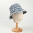 thumbnail image 3 of Denim Bucket Hats for Women Wide Brim Sun Hats for Women Jean Fishing Hats UV Protection Sun Cap Spring Summer Outdoor, 3 of 9