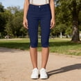 thumbnail image 6 of cfhntfmh Women Side Slit Capri Pants Stretchy Slim Fit Yoga Capris Casual Athletic Running Pants Work Clothes, 6 of 7