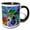 Black/White, variant on 3drose, Any World Shows Planet Earth Within a Realm of Colorful Glass and Metal Objects, 15oz Mug