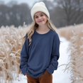 thumbnail image 2 of Kids' Sweatshirt Oversized Dropped Shoulder Crewneck Long Sleeve Casual Pullover Basic Comfortable Solid Color Fall Top, 2 of 6