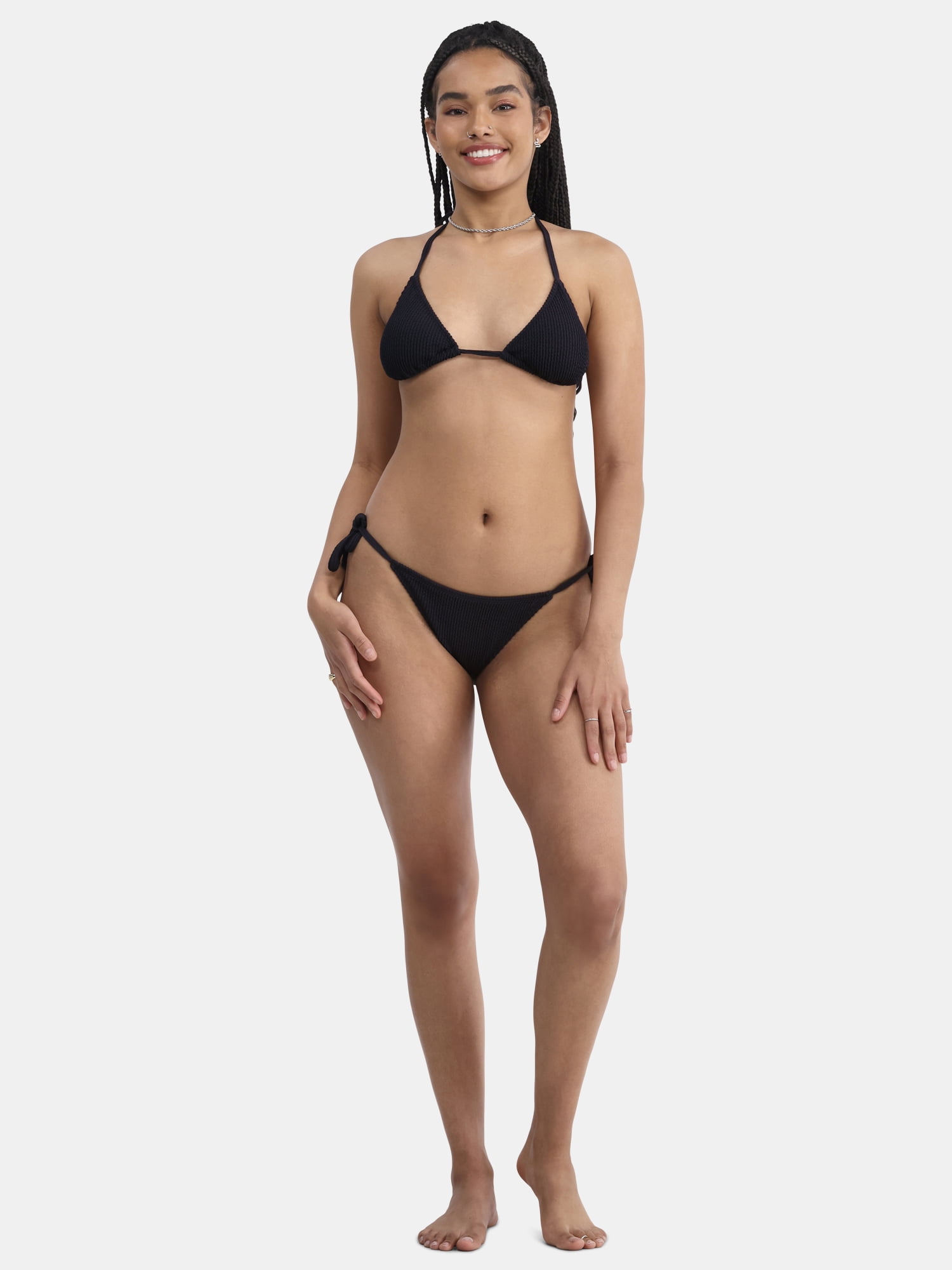 No Boundaries Women's Crinkle Side Tie Bikini Bottom, Sizes XXS-XXL
