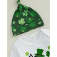 thumbnail image 6 of My First St. Patricks Day Baby Boy Girl Outfits Letter Print Long Sleeve Romper Long Pants Beanie Hat 3Pcs Cute Clothes Set, 6 of 8
