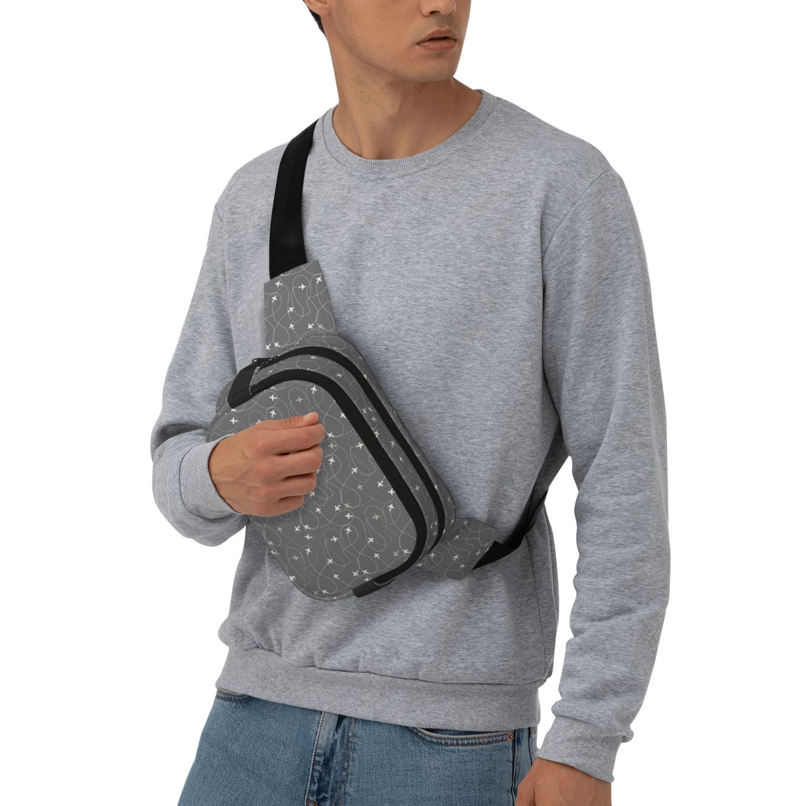Kdxio Airplane Routes Around The World Crossbody Double Layer Waist Bag Belt Bag for Unisex Fanny Pack Fashion Waist Packs for Hiking Running Shopping Traveling