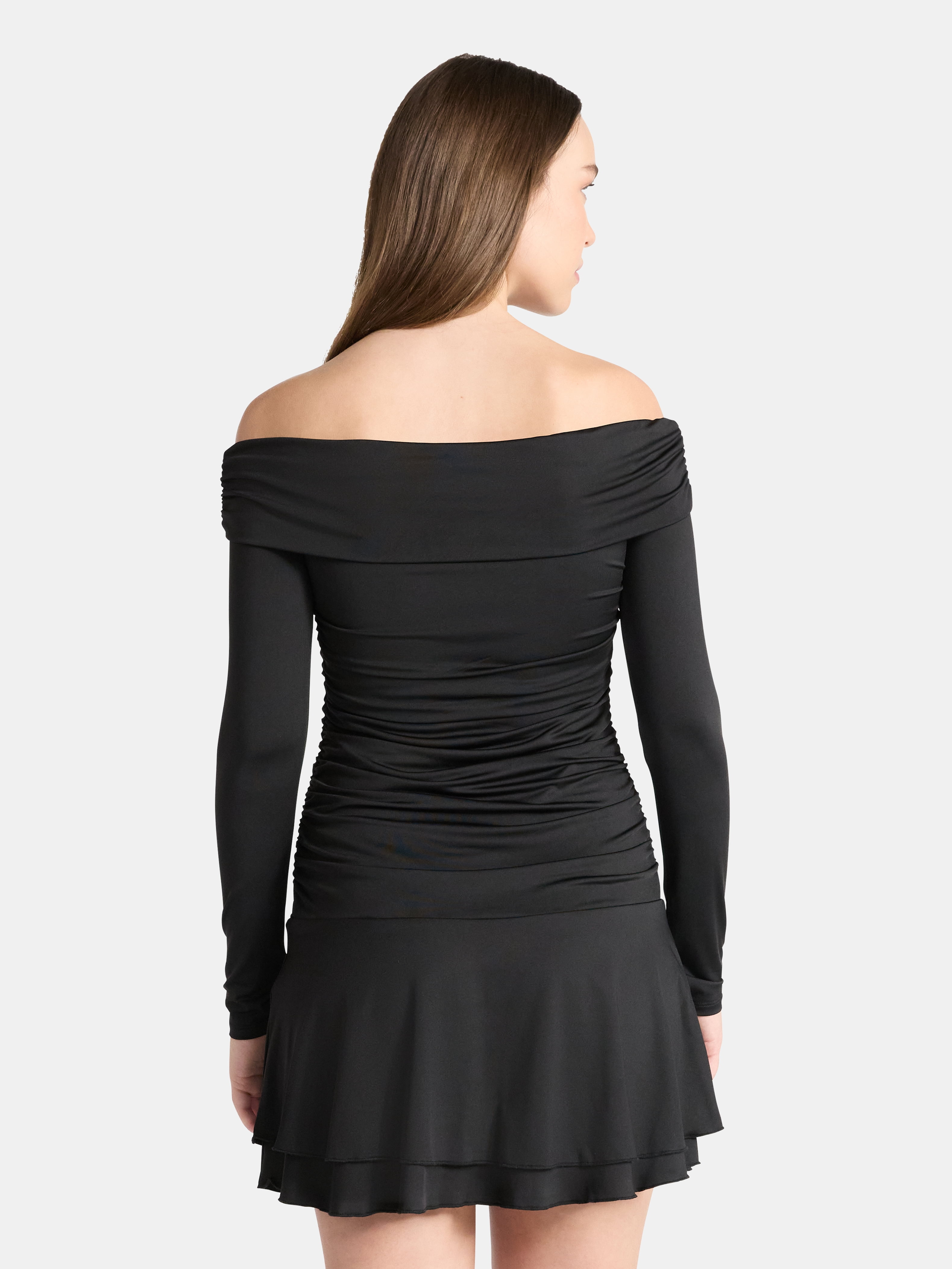 No Boundaries Off-The-Shoulder Mini Dress with Long Sleeves, Women's