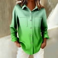 thumbnail image 4 of Breezora Women's Blouse Waffle Texture Button Down Long Sleeve Fall Shirt for Cozy Work and Camping Comfort L Size Green, 4 of 7
