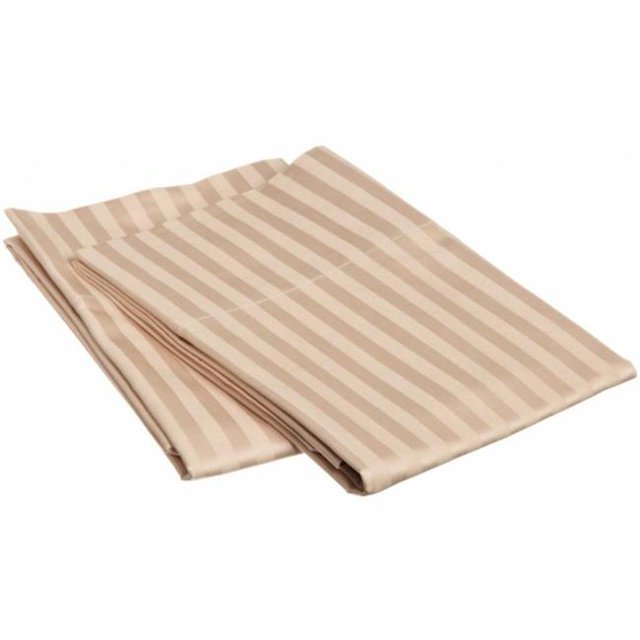 Egyptian Cotton 650 Thread Count Stripe Pillowcase Set Standard-Beige