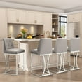 thumbnail image 3 of HomeZeer Counter Height Bar Stools Set of 4, Bar Stools with Back and Sliver Metal Frame, 24" Barstools with Footrest, Upholstered PU Leather Counter Stool Chairs for Kitchen Island,Grey, 3 of 8