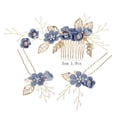 thumbnail image 2 of Barrettes Wedding Hair Comb Blue Flower Bridal Pearl Hair Accessories for Bride and Bridesmaids Wedding Hair Piece, 2 of 7