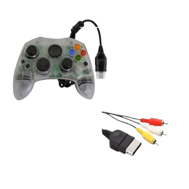 Pack Control Para Xbox Clásico Y Cable De Audio Y Video Transparente