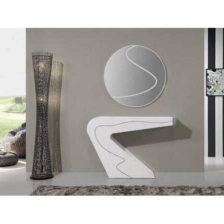 - J&M Seven Premium White High Gloss Lacquer Finish Asymmetrical Console Table