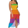 thumbnail image 1 of Robes en Liquidation pour Femmes 2023 Sans Manches Imprimé Couleur Dégradée Robe Tube Midi Fendue Coupe Évasée Y2K Mode Élégante Fête Boîte de Nuit Vacances Plage Bord de Mer Bal de Rentrée Portefeuille Hanche Gilet Robe à Bretelles, 1 of 5