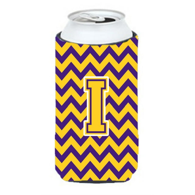 Letra I Chevron Púrpura Y Oro Tall Boy Bebida Aislador Hugger Cj1041-Itbc