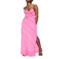 thumbnail image 1 of CHOK Womens Ruffle Maxi Bodycon Dresses Y2k Fairy Spaghetti Strap Layered Long Dress Slit Club Party, 1 of 1