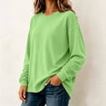 thumbnail image 5 of Women's Casual Long Sleeve Pullover Sweatshirt Solid Color Crew Neck Loose Fit Basic Oversized Hoodie Fall Winter Clothes Fleece Lined Cozy Comfortable Top, 5 of 7