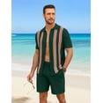 thumbnail image 4 of COOFANDY Men's 2 Piece Short Sets Casual Button Down Shirt and Shorts Set Knit Polo Set Vintage Summer Beach Outfits, 4 of 6