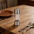 thumbnail image 4 of Modern Stainless Steel and Pepper Grinder Set, Adjustable Coarseness Refillable Manual Mill with Clear Acrylic Body for Kitchen Table, Effortless One-Handed Operation, 4 of 5