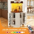 thumbnail image 2 of Craftian 53" Wine Bar Cabinet with LED Lights & Glass Holder, Corner Bar Unit with Glass Door, White, 2 of 8