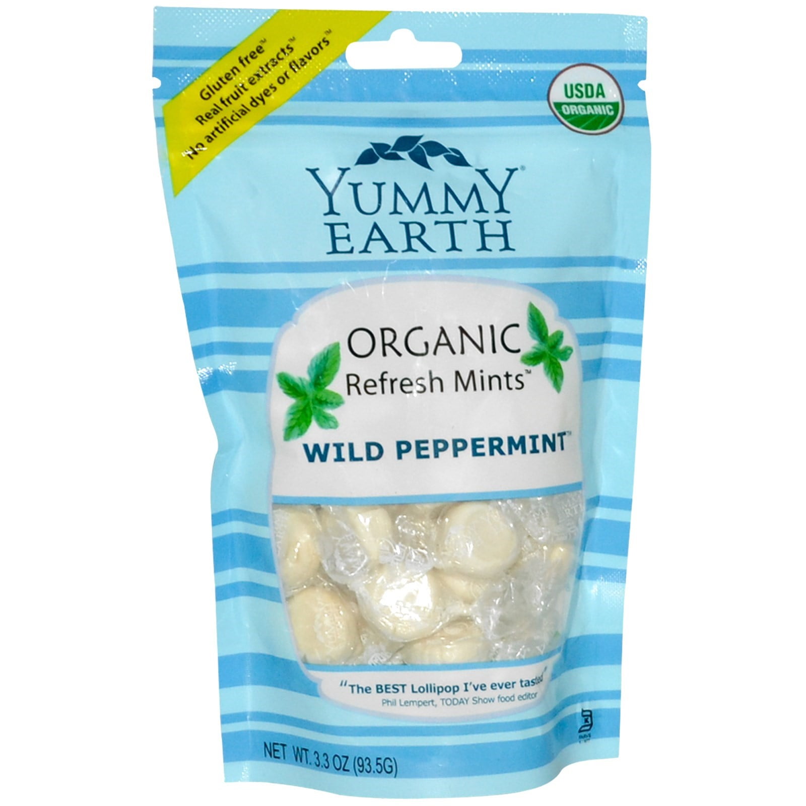 YumEarth Organic Refresh Mints, Wild Peppermint, 3.3 Ounce (Case of 6)