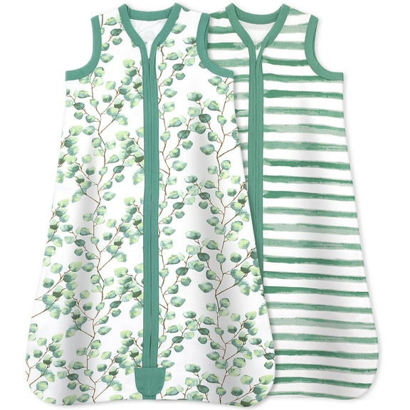 Bublo Baby Baby Wearable Blanket, Cotton Sleep Sacks for 6-12 Months, 2 Pack Unisex Sleeping Bag Sack, Medium Size, 2-Way Zipper, 0.5 Tog Breathable Cotton