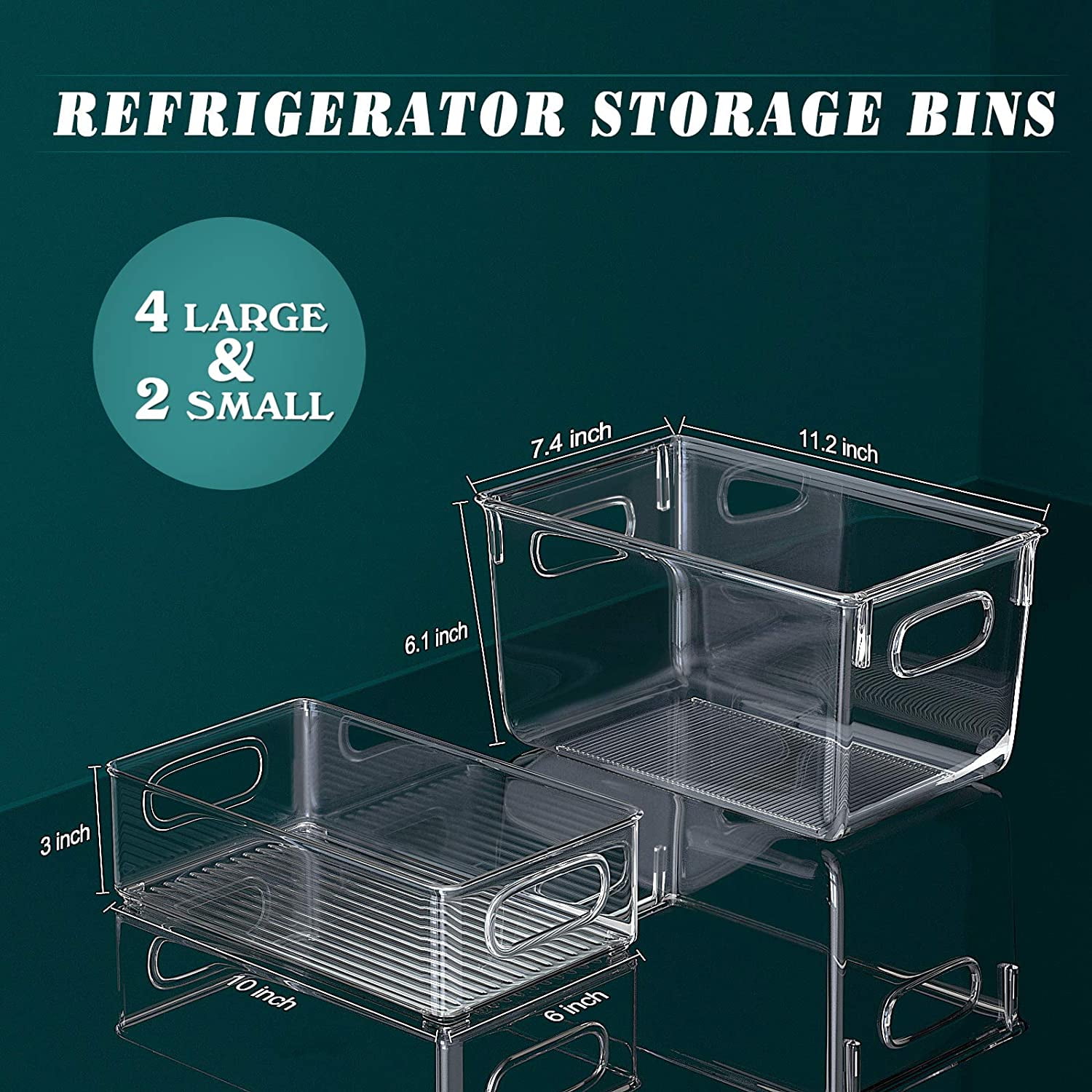 6 Pack Clear Space Plastic Storage Bins For Kitchen Organization, Freeze  Organizers With Handles Cabinet For Fridge, Pantry, Bedrooms,Bathrooms -  Yahoo Shopping