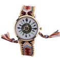 thumbnail image 1 of Reloj de cuarzo con banda de aleación de estilo nacional, reloj femenino con decoración tejida colorida (#2), 1 of 3